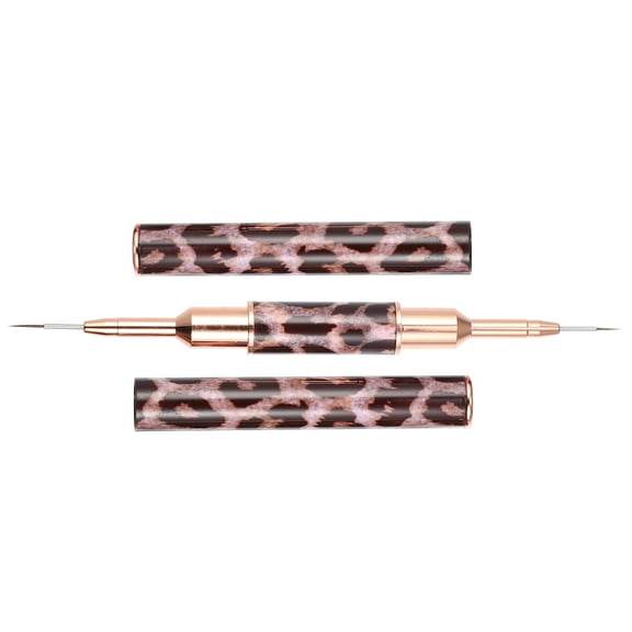 Unique Bargains Double Ended Nail Art Brush Gel Polish Nail Art Design Pen Tools for Home DIY Manicure Leopard Print