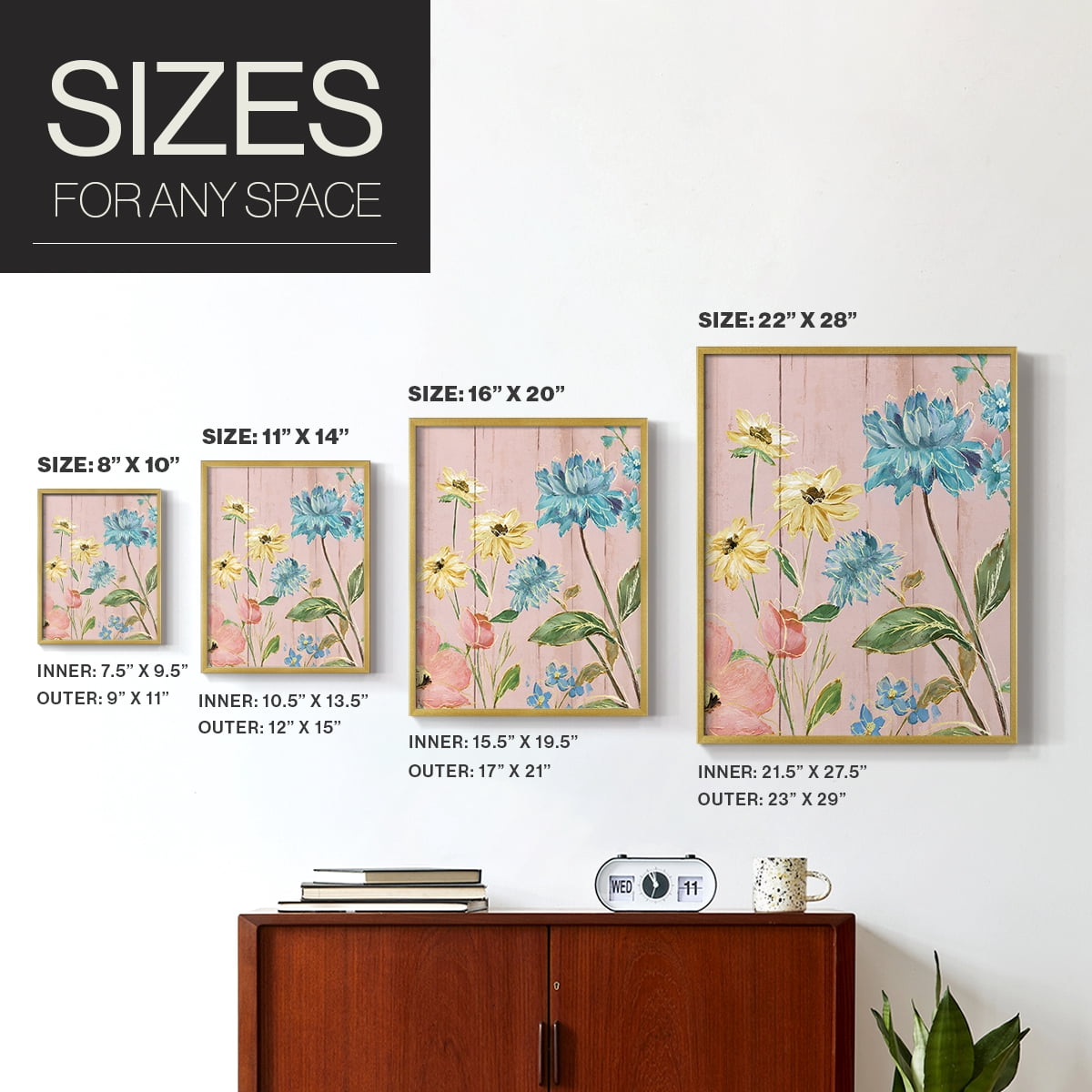 Wildflower Flutter IV Framed Print - Solid Wood in Single Picture Frame Solid Wood 2 Framed Print