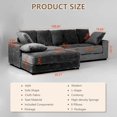 thumbnail image 5 of Sectional Sofa with Storage Ottoman, Modern Cloud Couch with Deep Seat, Modular Sectional Couches for Living Room, Apartment, Office Beige, 5 of 7