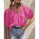 thumbnail image 5 of Blusa para Mujer PRETTYGARDEN de Encaje con Botones y Cuello en V Rosa Talle S, 5 of 8