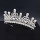 thumbnail image 2 of Hermoso tocado de novia con corona de diamantes y perlas de imitación, tiara brillante (plata), 2 of 7