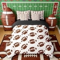 thumbnail image 3 of Erosebridal Cute Football Print Bedding Comforter Set, Simple Sports King Bedding Sets for Boys and Girls, Black Reversible 7 Pieces, 3 of 6