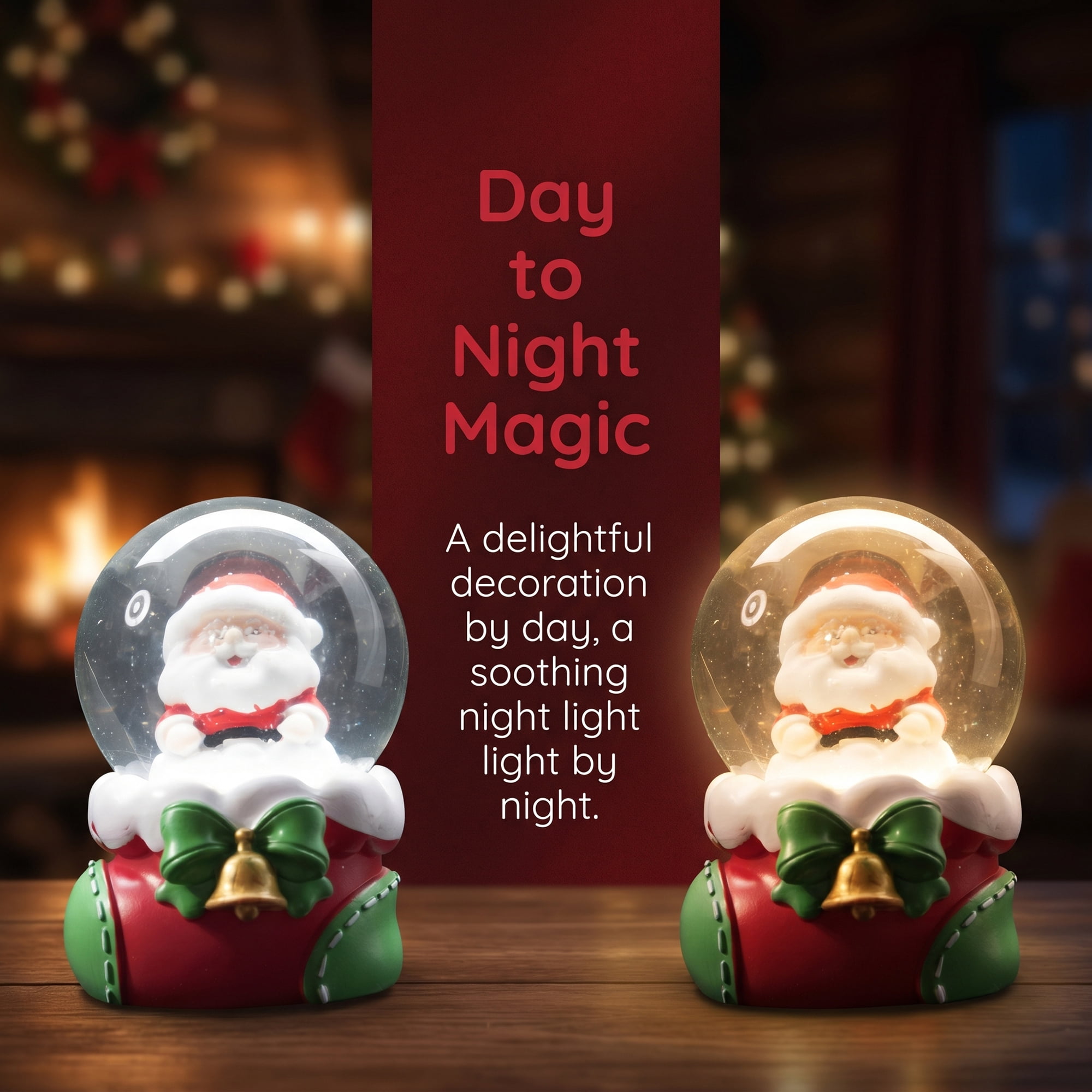 Unique Bargains Crystal Ball Shatterproof LED Glitter Snow Globe Red N 2.6" x 2.6" x 3.7"
