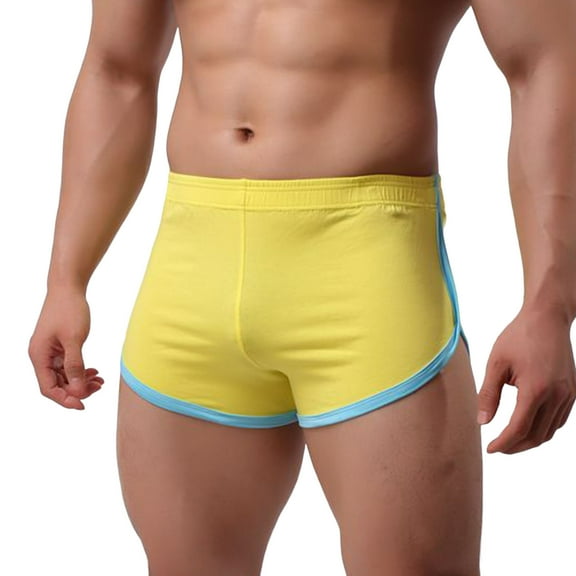 khonts,Men's Underwear High-End Shorts Fashion Casual Sexy Low Waist Menâs Pants for Comfort and Style Yellow XL