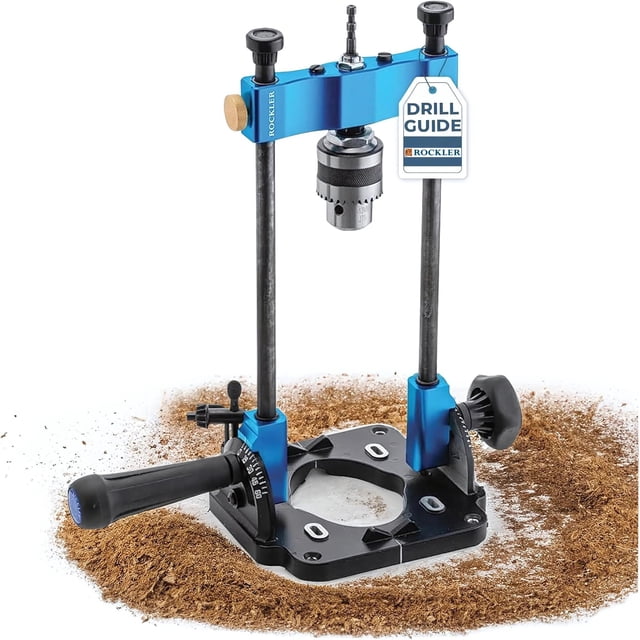Adaptador de prensa taladradora portátil Drill Guide Rockler con un ángulo de 0-60°