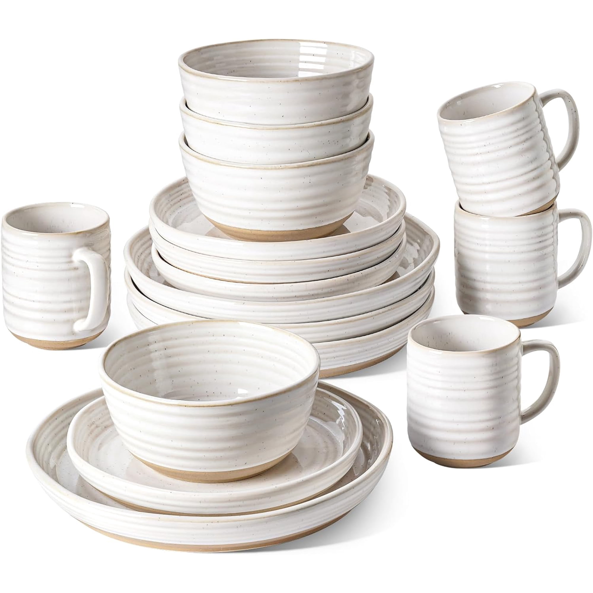 16-Piece Ceramic Dinnerware Set for 4 with Mugs Plates and Bowls Chip Resistant Microwave and Dishwasher Safe Arctic White