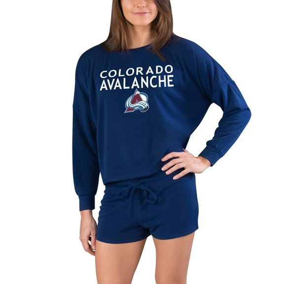 Women's Concepts Sport Navy Colorado Avalanche Gather Long Sleeve Top & Shorts Set