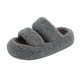 thumbnail image 2 of Pantuflas de mujer con suela gruesa y alza, color gris, doble tira, estilo moderno con letras, cómodas para otoño e invierno, talla 40 Rkxzt, 2 of 9