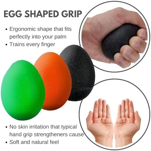 WLIKKS Stress Balls for Adults - 3 Squeeze Balls for Hand Therapy, Stress Relief & Strength - 3 Resistance Levels