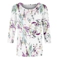 thumbnail image 4 of Whlbf Womens Tops Long Sleeve Fall Clearance,Womens Printed Loose 3/4 Sleeves Blouse Round Neck Casual Tops, 4 of 5