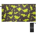 thumbnail image 2 of SKYSONIC Beach Towel with Travel Bag, Cute Cartoon Dinosaurs Green Silhouette Pattern Oversized Sand Free Camping Towel Quick Dry Pool Bath Sport Towels, 31"x71", 2 of 7