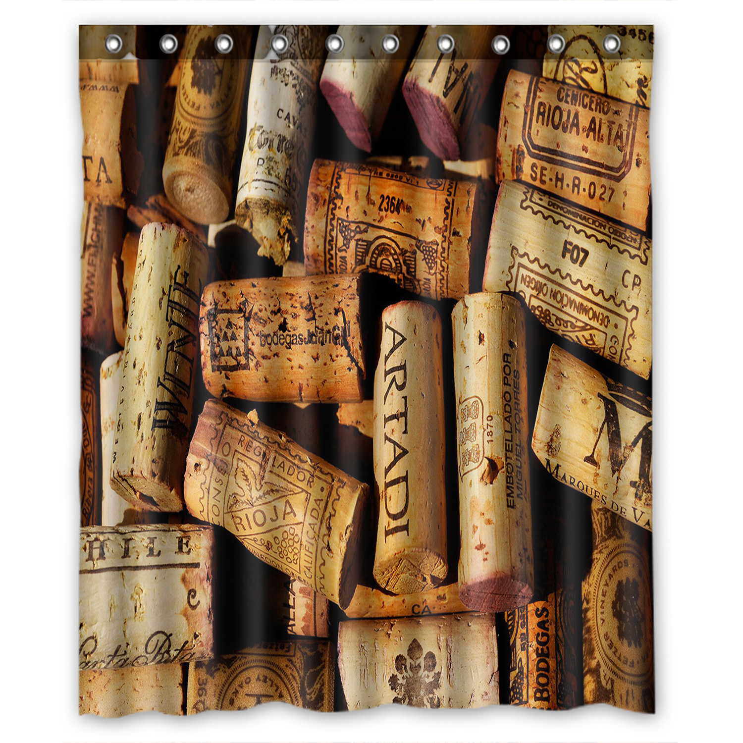 ZKGK Wine Corks Waterproof Shower Curtain Bathroom Decor Sets with