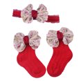 thumbnail image 1 of Mialoley Baby Girl Socks Set, Princess Bowknot Patchwork Soft Warm Newborn Socks and Hairband, 1 of 3