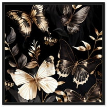 Butterfly Departure Elegant Butterfly Canvas Wall Art by Art Remedy, Black Floater Frame, 20"x20"