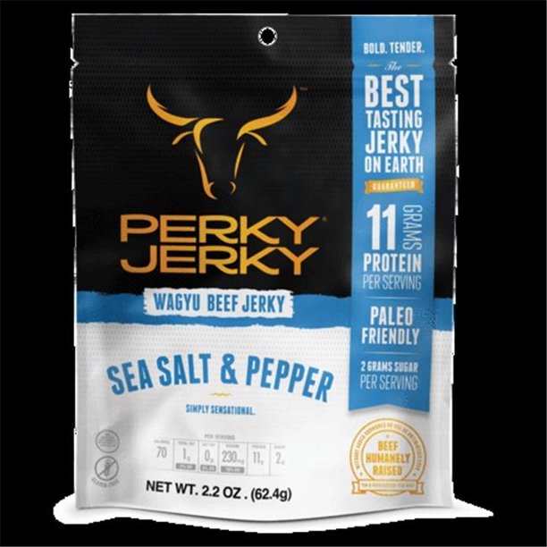 Perky Jerky 232818 2.2 oz Sea Salt & Pepper Wagyu Beef Jerky Walmart