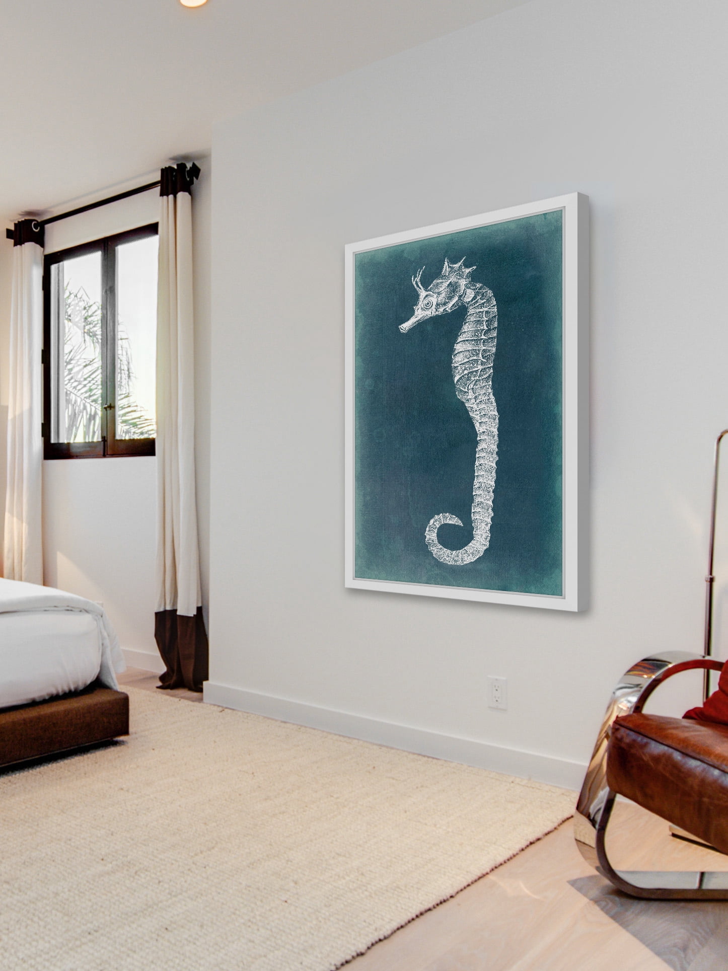"Azure Seahorse I" Framed Painting Print