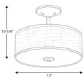 thumbnail image 2 of Progress Lighting Inspire 1-Light LED Semi-Flush Mount, Antique Bronze, Etched Glass Diffuser, Off-White Linen Shade, 2 of 7