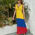 thumbnail image 6 of Flag of Colombia Dress Summer Street Style Bohemia Long Dresses Female Sleeveless Printed Maxi Dress, 6 of 9