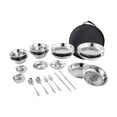 thumbnail image 2 of Juego de platos y cuencos de acero inoxidable para acampar, utensilios de cocina portátiles para acampar 20 piezas, 2 of 9