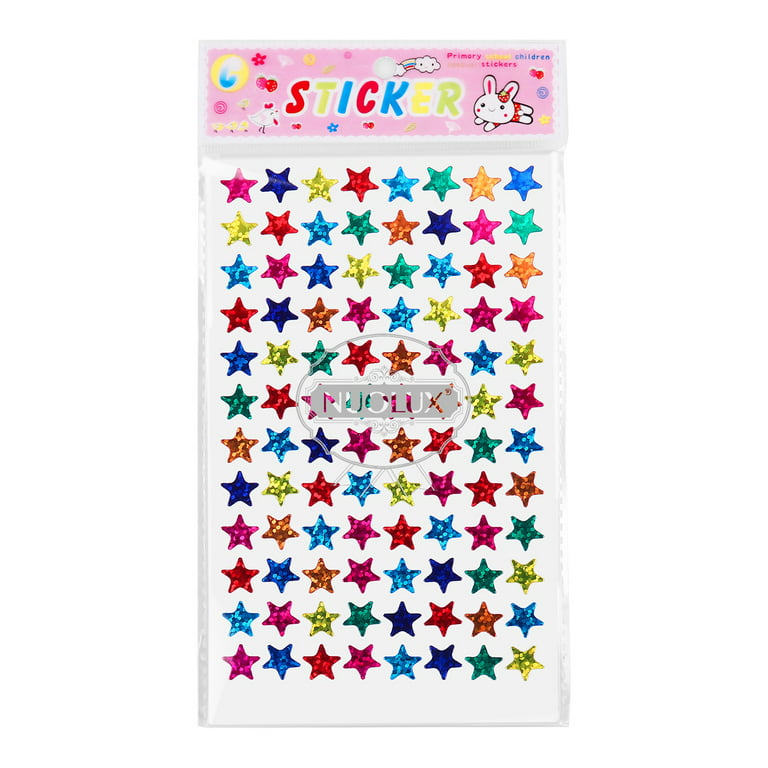 Fiercy 8 Colors Glitter Star Stickers, 1280 Package 0.6 inch (1.5 cm) Foil Star Self-adhesives Labels on Sheet, Star Shape Reward Stickers for Kids