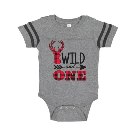 

Inktastic Plaid Deer Wild and 1 with Arrow Gift Baby Boy or Baby Girl Bodysuit