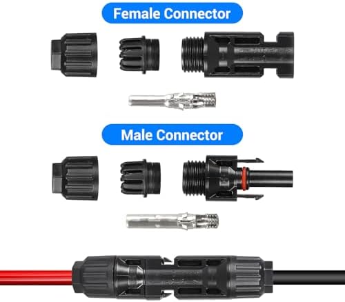 50 Pairs Solar Panel Connector Kit IP68 Waterproof Solar Connectors MC4 Connectors 1000V 30A Solar Cable Connectors with A Durable Nylon Bag$$Garden & Patio
