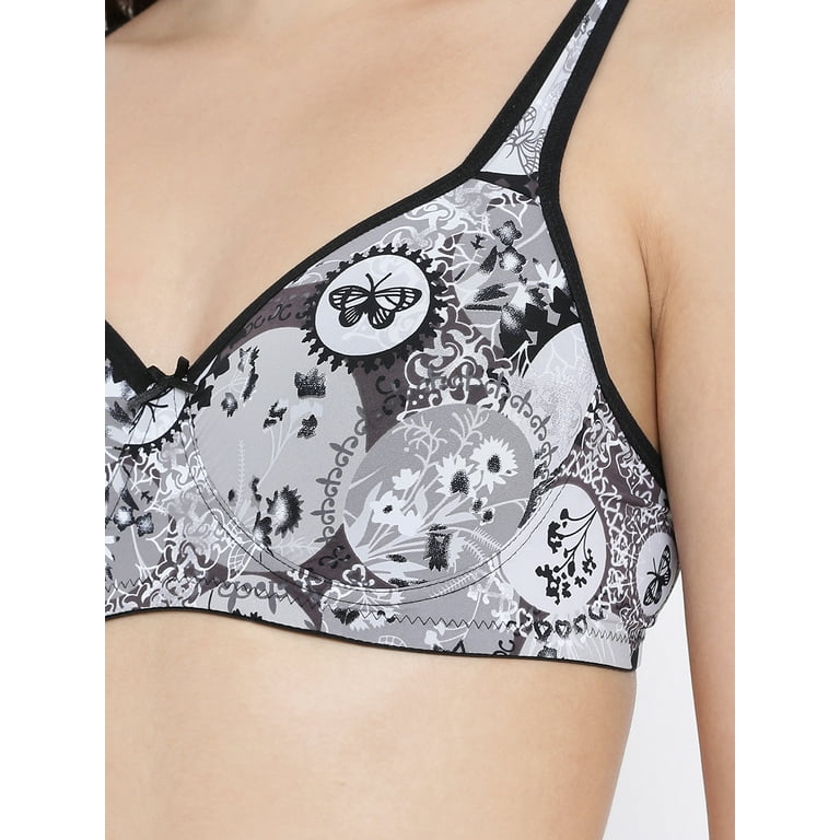 Clovia Floral Print Padded Non-Wired Full Coverage T-Shirt Bra