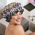 thumbnail image 5 of Shower Caps,Vibrant Floral Pattern Waterproof Shower Cap for Women 4 Pieces,Double Reusable Hair Cover for Shower PEVA Elastic Stretch Hem, 5 of 7