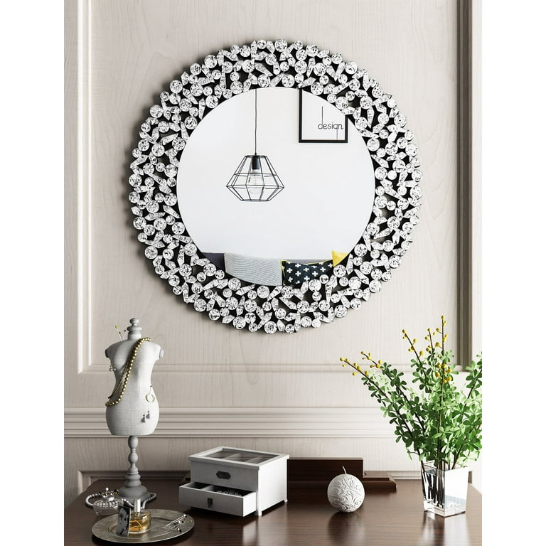 Dyson Glam Beveled Wall Mirror With wall mounted hardware Shape Round