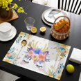 thumbnail image 3 of Pink Blue Floral Placemats Set of 12, Farmhouse Antlers Flowers Abstract Art Placemats for Dining Table, Place Mats for Kitchen Tabletop, Waterproof Wipeable Dining Table Mats Set, 3 of 9