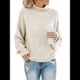 thumbnail image 1 of Suéter de Larga con Cuello Alto y Mangas Abullonadas para Mujer, de Color Liso, para Invierno y Otoño Albaricoque M, 1 of 7