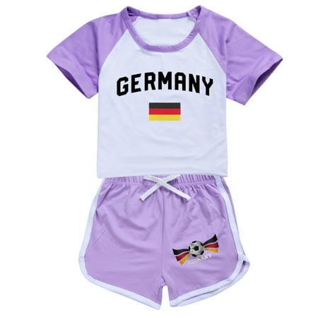 

WUDATI Halloween Chistmas Boys Girls Sets Toddler Boys Winter Girls Big Kids Summer German Flag Print Short Sleeve Two PC Set