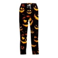 thumbnail image 7 of Halloween Lounge Pants for Men, Drawstring Sleep Bottoms with Psychedelic Rainbow Pumpkin & Star Print, Soft Lightweight Casual Trousers, Elastic Waist Pajama Leggings, 1 Pair Black L, 7 of 7