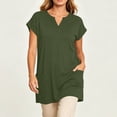 thumbnail image 6 of TGSLY Women's V Neck Tunic Tops Dressy Casual Short Sleeve Solid Color Shirts Relaxed A-Line Fit Curved Hem Blouses with Side Pockets XXXL, 6 of 7