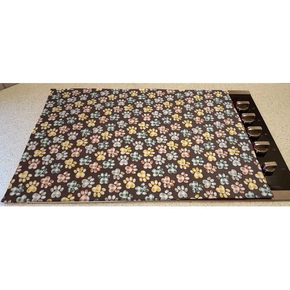 Puppy Love Dog Paws Stove Top / Cook Top Cover & Protector by Penny's Needful Things (Brown)