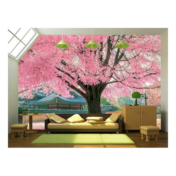 wall26 - Pink Tree. - Removable Wall Mural | Self-Adhesive Large Wallpaper - 66x96 inches