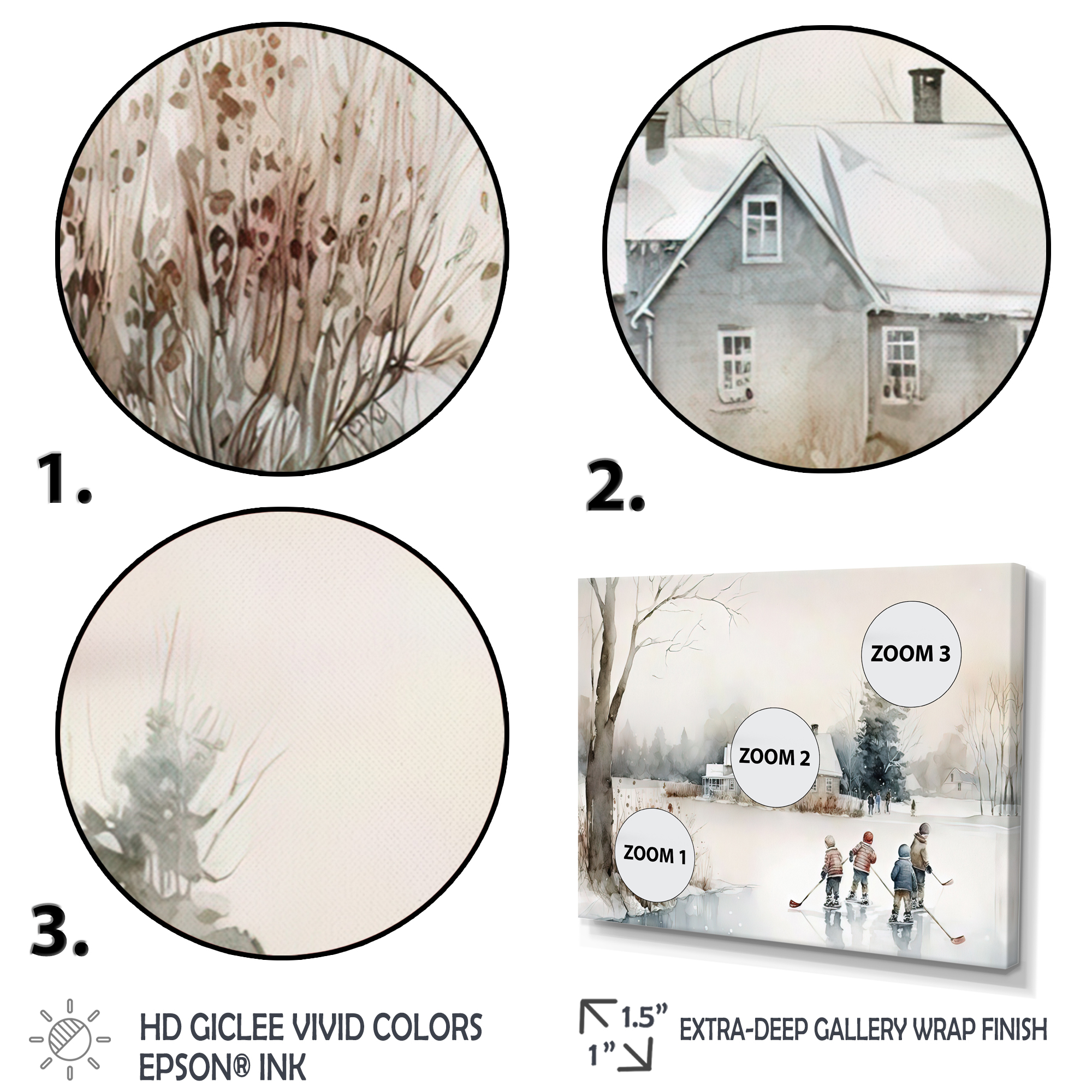 Designart Kids Playing Hockey In Winter II Canvas Wall Art