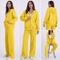 thumbnail image 5 of Women's 2 Piece Outfits Long Sleeve Zip Up Hoodie Wide Leg Pants Matching Sweatsuits Sets Yellow M, 5 of 7
