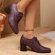 thumbnail image 4 of Xucatan Women's Square Toe Lace-Up Zipper Leather Shoes, Chunky Heel Ankle Booties for Women, Dressy Casual Fall Winter Boots for Office & Daily Wear Gift, 4 of 8