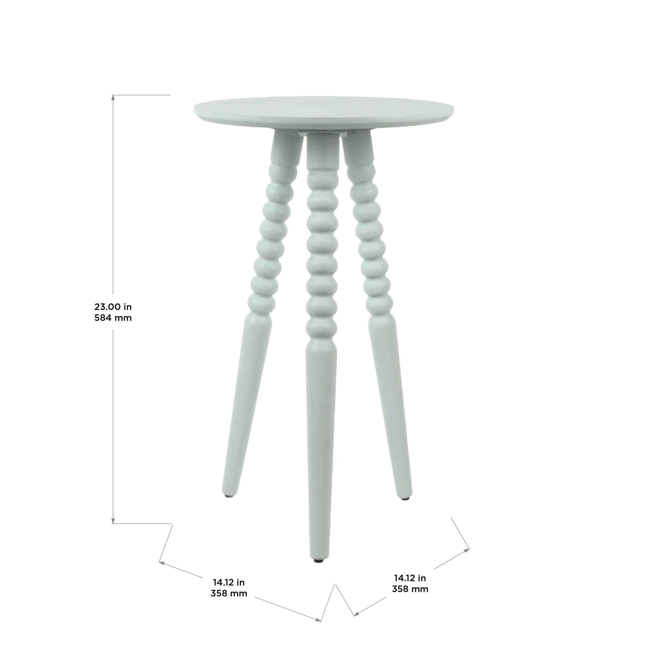 Décor Therapy Silverwood Allison Compact Round Accent Table with Turned Legs, Ice Blue