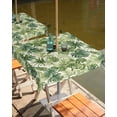 thumbnail image 2 of Fsddascl Green Palm Leaf Outdoor Tablecloth - 54x54 Inch Square Dining Table Cover, Summer Botanical Watercolor Waterproof Outdoor Table Cloth with Umbrella Hole & Zipper for Picnic/Patio/Party, 2 of 7