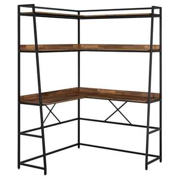 Furniture of America Knott Metal Corner Writing Desk with USB, Brown