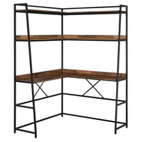 Furniture of America Knott Metal Corner Writing Desk with USB, Brown