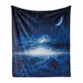 thumbnail image 1 of Night Soft Flannel Fleece Throw Blanket, Heavenly Majestic Galaxy View Falling Stars Celestial Cosmos, Cozy Plush for Indoor and Outdoor Use, 60" x 80", Navy Blue White Indigo, by Ambesonne, 1 of 6