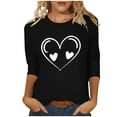 thumbnail image 2 of Ailaofu T-Shirts de la Saint-Valentin à Manches 3/4 Col Rond pour Femmes avec Imprimé Cœur Graphique, 2 of 5