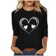 thumbnail image 2 of Xuyuer Women's Valentine 3/4 Sleeve Round Neck Shirt Funny Love Heart Graphic Tee Casual Couple Top Blouse, 2 of 5