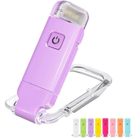 Rechargeable Book Light Clip On LED Reading Lights for Kids Reading in Bed 3 Brightness Levels Dimmable Bookmark Light for Eye-Protection Portable Reading Lamp for Bookworms Travel(Violet)