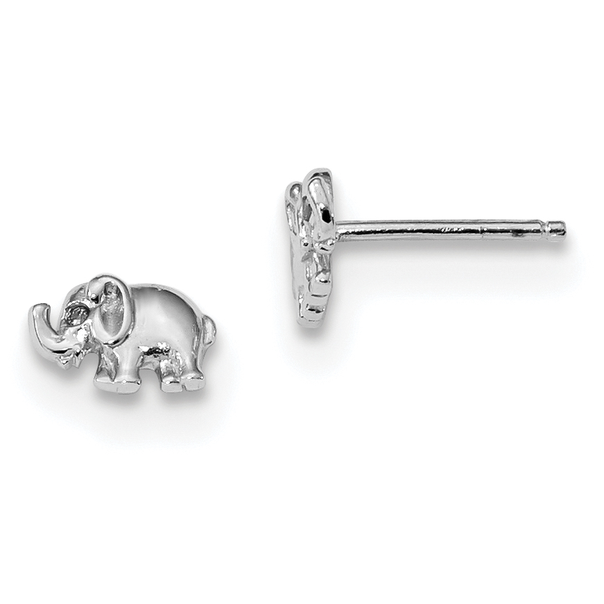 Solid 925 Sterling Silver Hollow Out Hollow-out Elephant Animal Stud Earrings