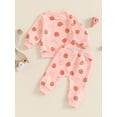 thumbnail image 4 of Musuos Toddler Girl Fall Outfit, 3 6 12 18 24M 3T Strawberry Print Long Sleeve Sweatshirt Elastic Waist Pants 2 Piece Casual Clothes Set, 4 of 9