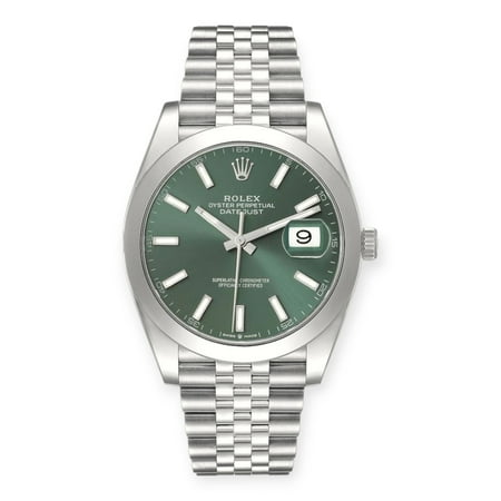 Pre-Owned Rolex Datejust 41 Mint Green Dial 126300 Steel Mens Watch